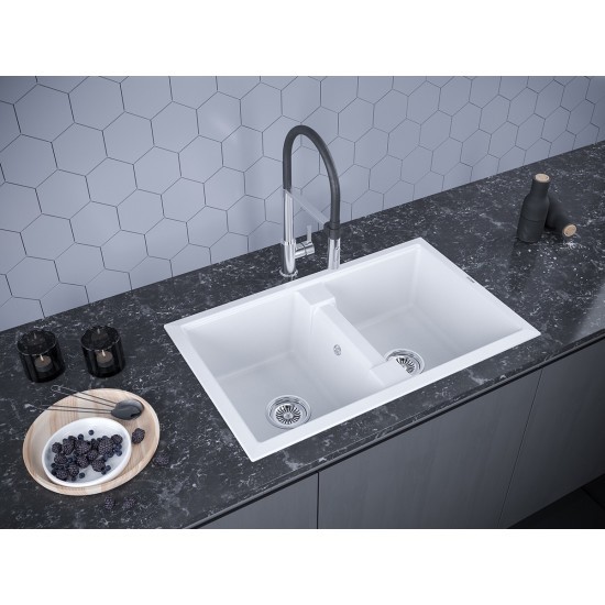 Мойка для кухни гранит 810х500 Paulmark TANDEM 80/2, белый - PM238150-WH