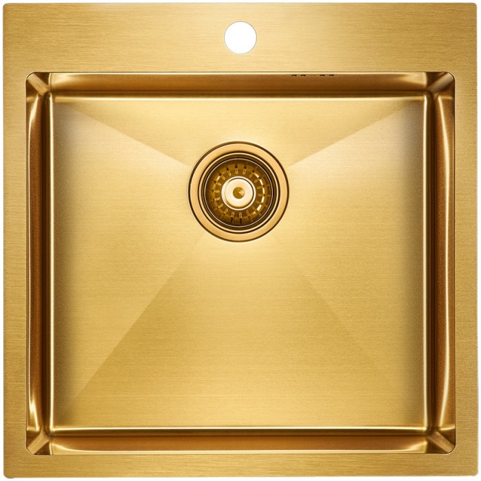 Мойка для кухни нержавеющая 510х510мм Paulmark KRONER, брашированное золото - PM215151-BG