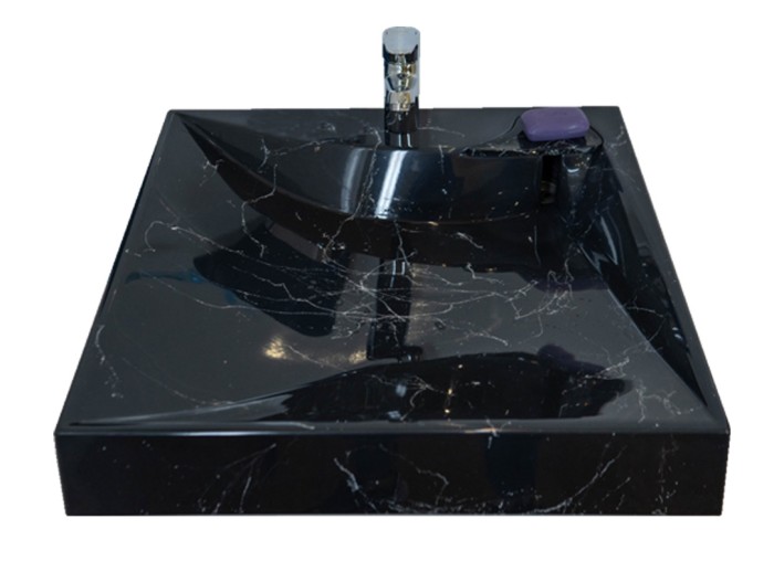 Раковина подвесная Gratsiy 597х598х100 литьевой мрамор, черная, Azario Gratsiy - CS00079879