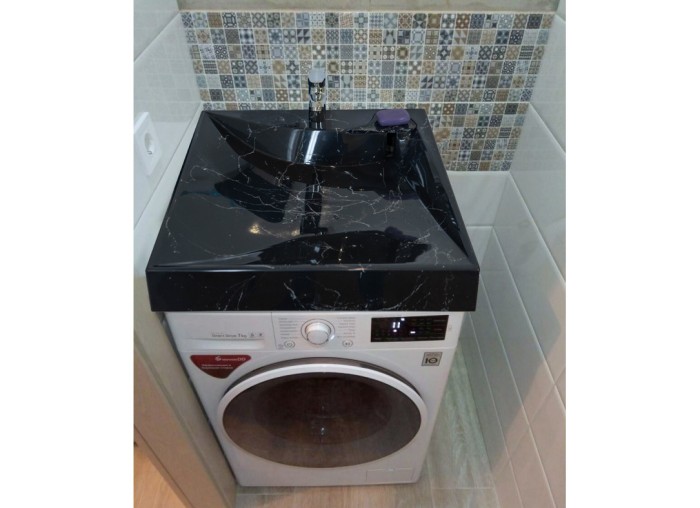 Раковина подвесная Gratsiy 597х598х100 литьевой мрамор, черная, Azario Gratsiy - CS00079879