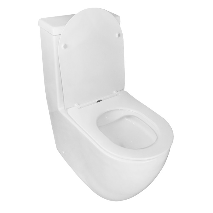 Унитаз-моноблок 680x370х830 напольный, безободковый, в комплекте с сиденьем дюропласт микролифт, белый, Azario MORANO арт. AZ-1001