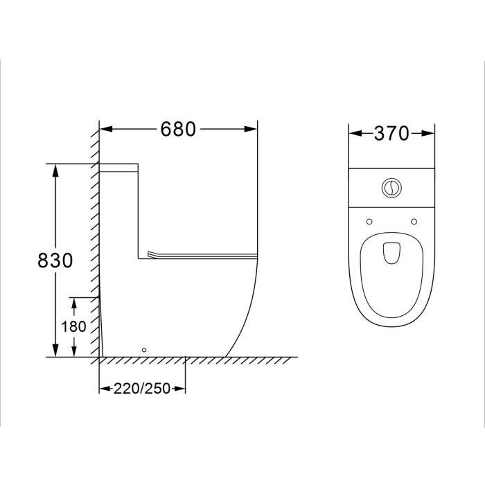 Унитаз-моноблок 680x370х830 напольный, безободковый, в комплекте с сиденьем дюропласт микролифт, белый, Azario MORANO арт. AZ-1001