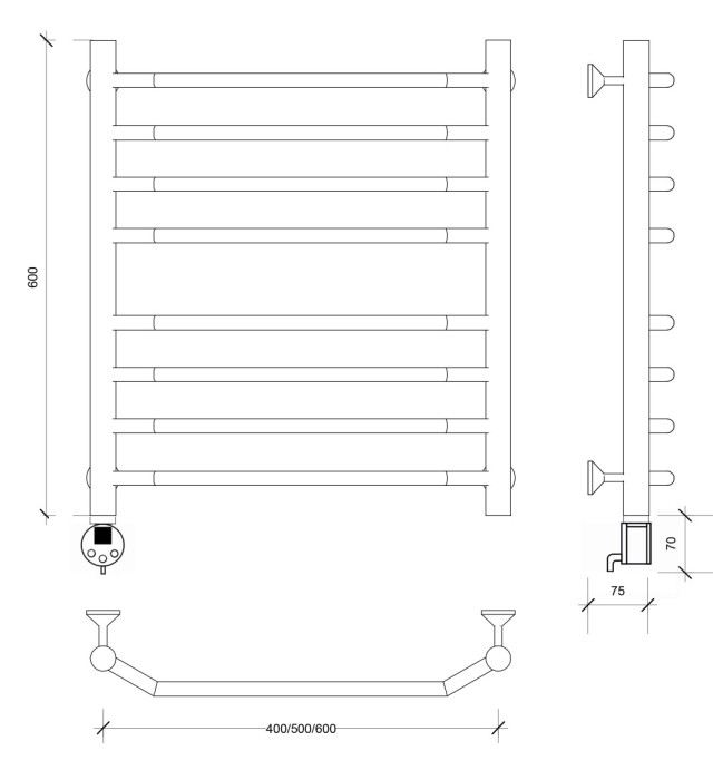 Полотенцесушитель электрический 60x50 Агата 4 Secado арт. 4673739232088