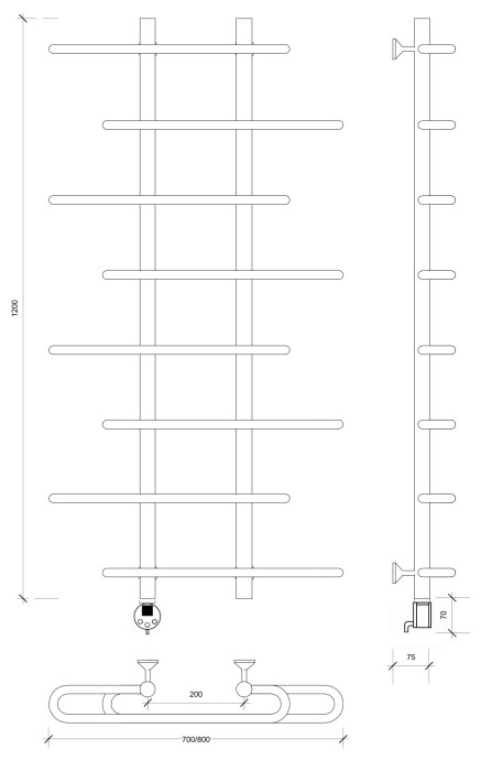 Полотенцесушитель электрический 120x20x80 Венеция 4 Secado арт. 4673739234143