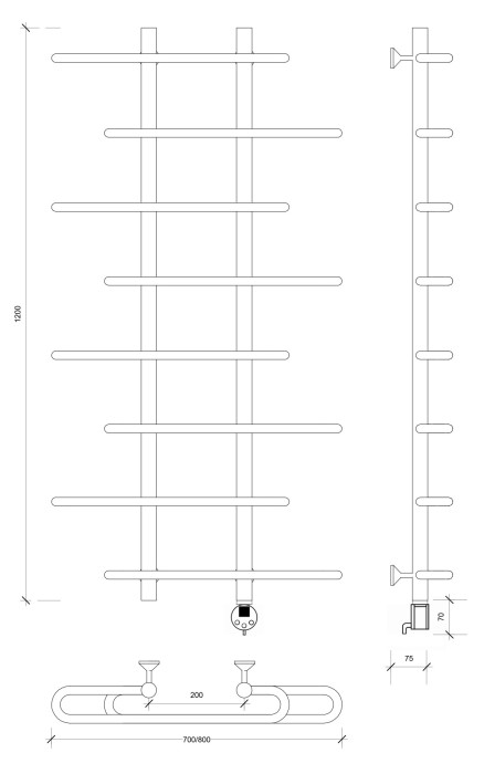 Полотенцесушитель электрический 120x20x80 Венеция 4 Secado арт. 4673739234143