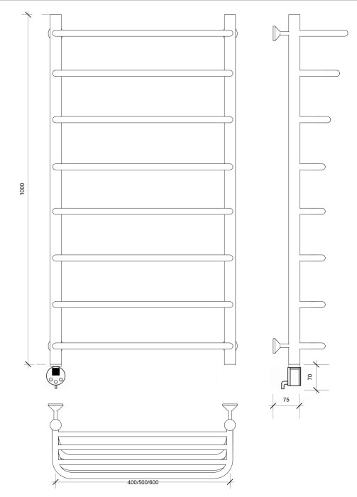 Полотенцесушитель электрический 100x60 Мерида 2 СП Secado арт. 4673739236314