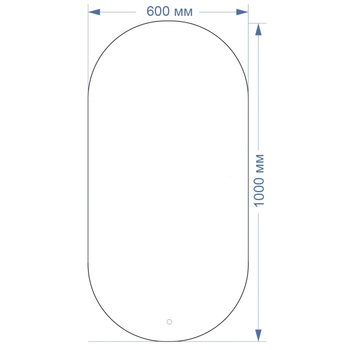 Зеркало 600х1000 влагостойкое с подсветкой, сенсорный выключатель с функцией диммера, Azario Alone arco - CS00078967