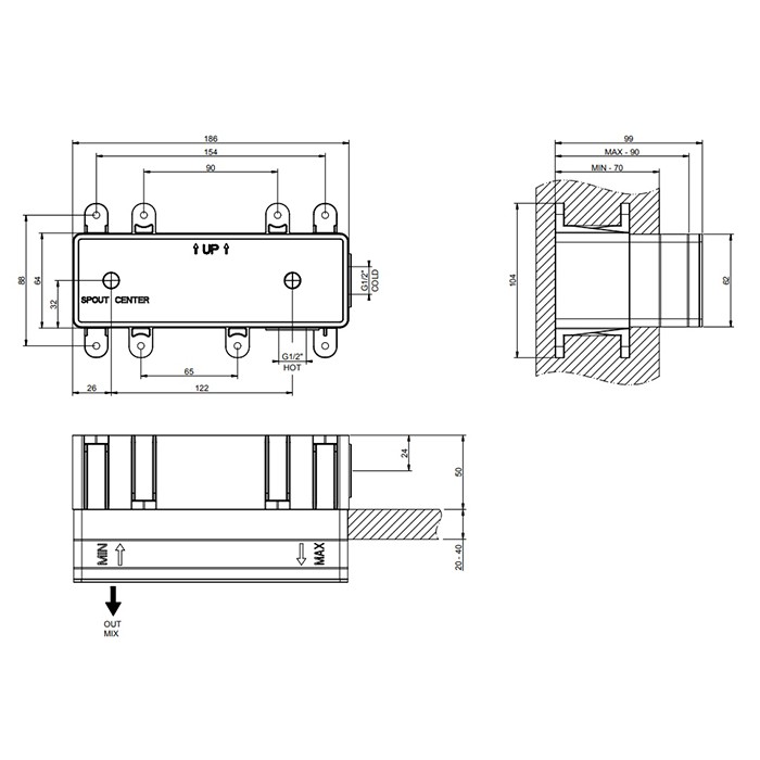Встраиваемая часть для смесителя с изливом, Gessi Emporio Via manzoni, арт. 38497#031