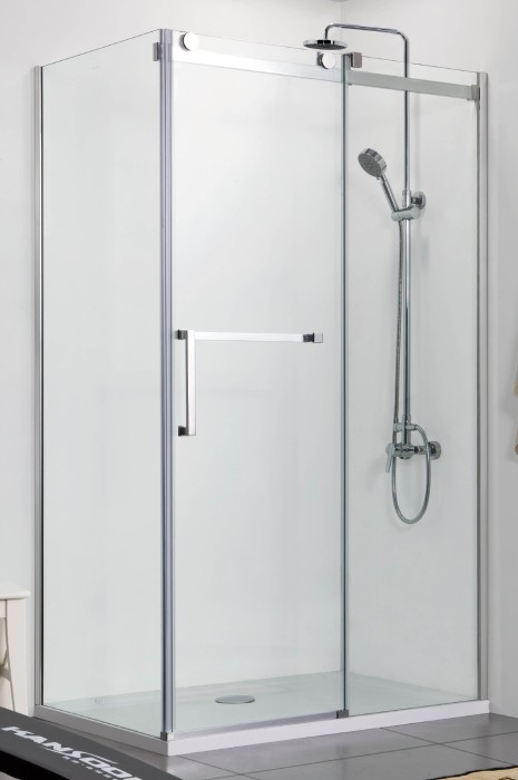Душевое ограждение 800х1200х2000 R, без поддона, прозрачное стекло 8 мм, цвет профиля серебро  Vancouver, Azario арт. AZ-NKF1131 R 800