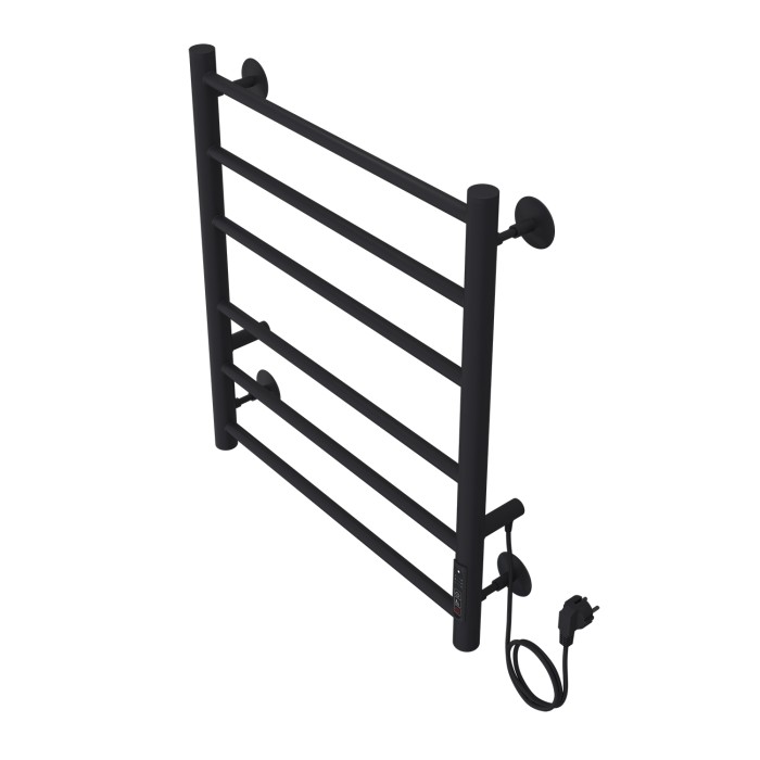 Полотенцесушитель электрический 500/600 6 секций, диммер справа, черный, Parma Azario - AZ10856B