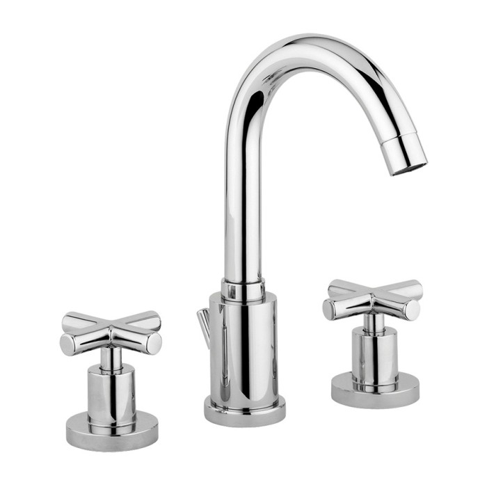 Смеситель для раковины на 3 отверстия, поворотный излив, с донным клапаном, Giulini G3, хром арт. 7612A