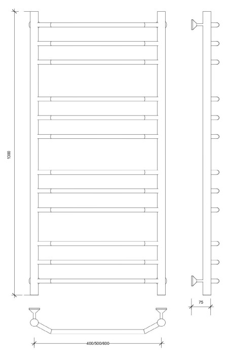 Полотенцесушитель водяной 100x60 Агата 3 (хром) Secado арт. 4603777444358