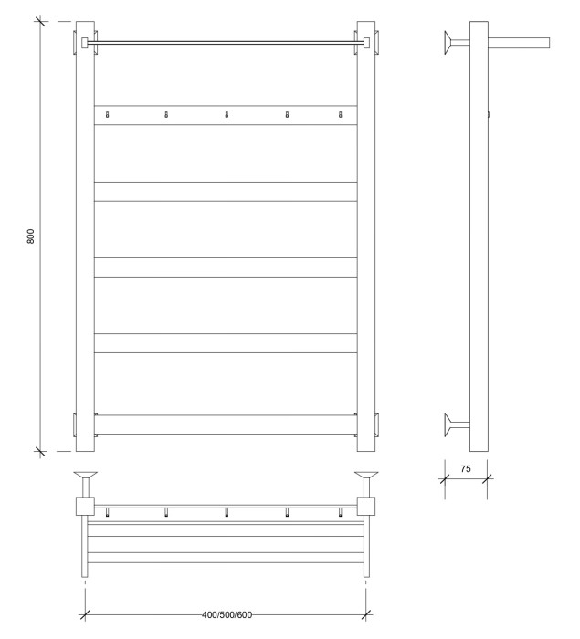 Полотенцесушитель водяной 80x60 Комано 1 КСП (хром) Secado арт. 4603759401010