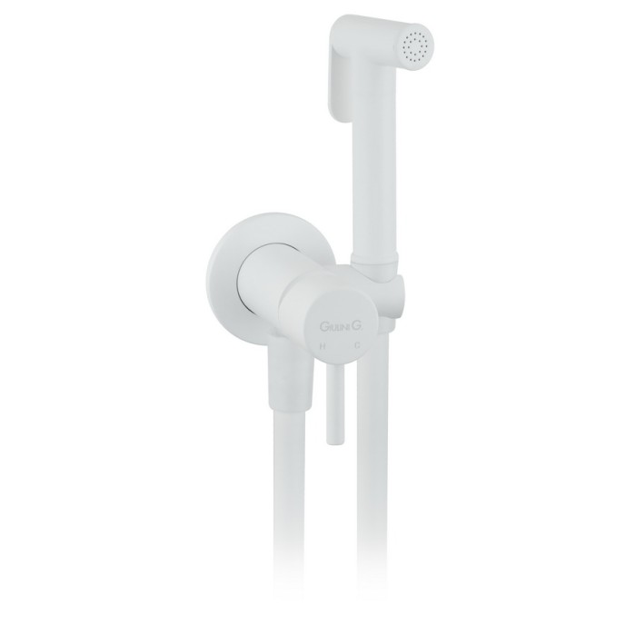 Гигиенический душ со смесителем, Giulini Shut off, белый матовый арт. SH23BO