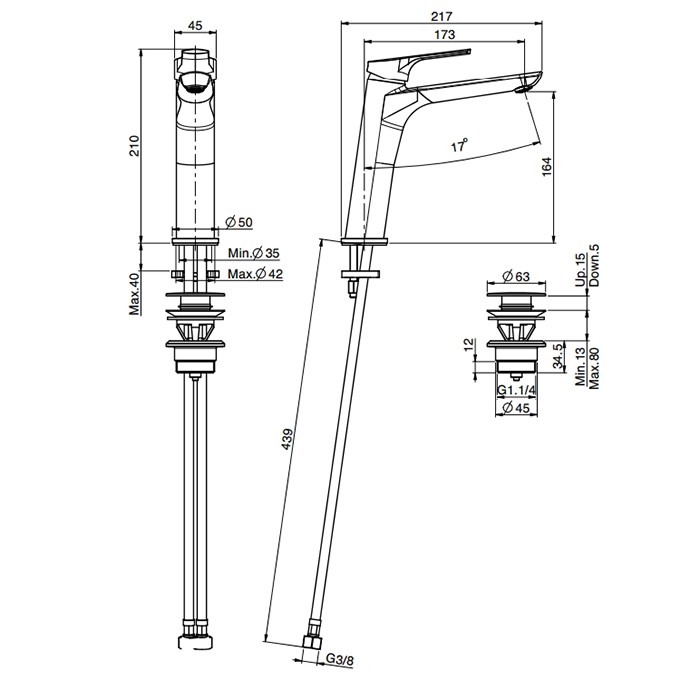 Fima Carlo Frattini Смеситель для раковину, на 1 отв., с донным клапаном, Serie 4, F3761LCR.ES цвет: хром