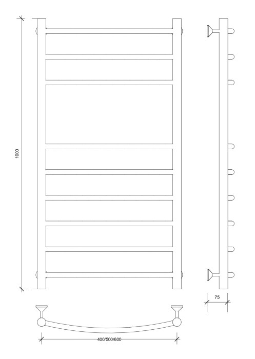 Полотенцесушитель водяной 100x40 Милан 5 (хром) Secado арт. 4603777445140