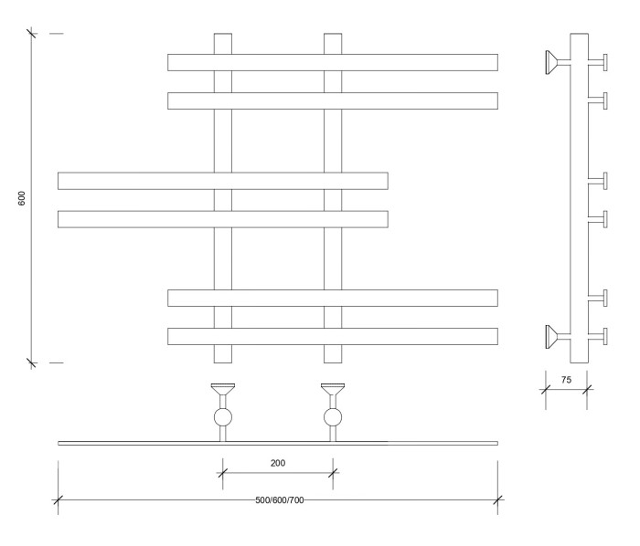 Полотенцесушитель водяной 60x20x60 Понтида 6 (хром) Secado арт. 4603777447861