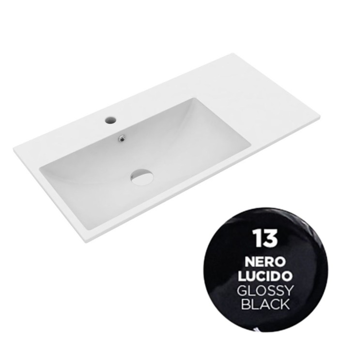 Раковина 75x45 см, с 1 отв. подвесная, встраиваемая, Olympia ceramica Tutto evo, черный глянцевый арт. TUE4875113