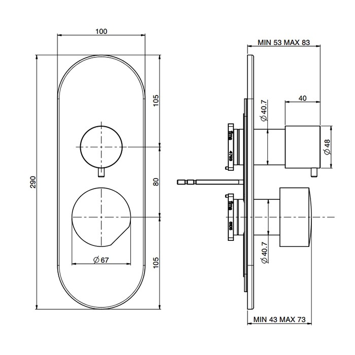 Fima Carlo Frattini Смеситель для душа, встраиваемый, с переключателем на 2/3 источника, So, F3189X6NS цвет: черный