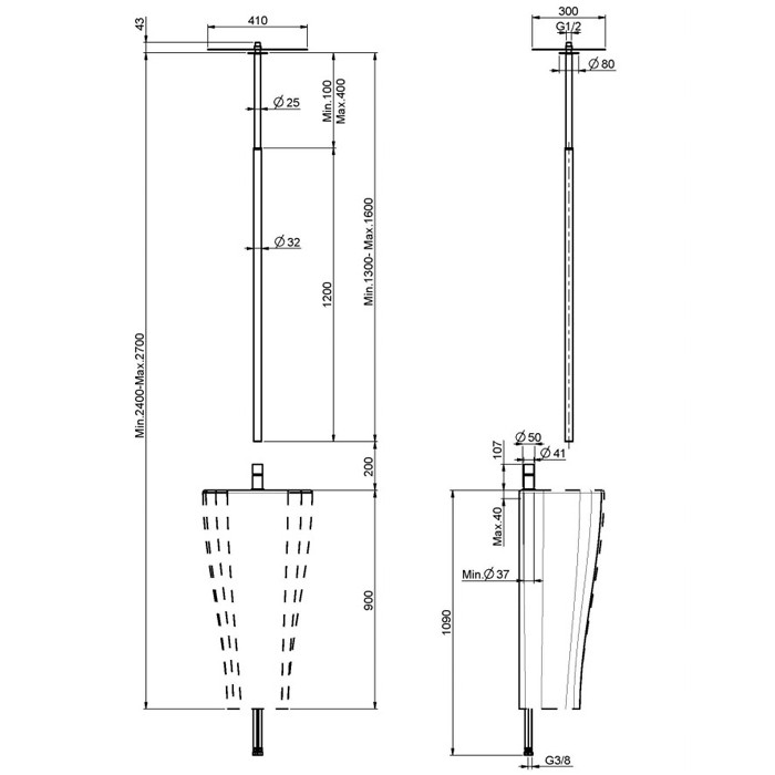 Fima Carlo Frattini Однорычажный смеситель на раковину с потолочный излив, Nomos go, F4191CR F2648 цвет: хром