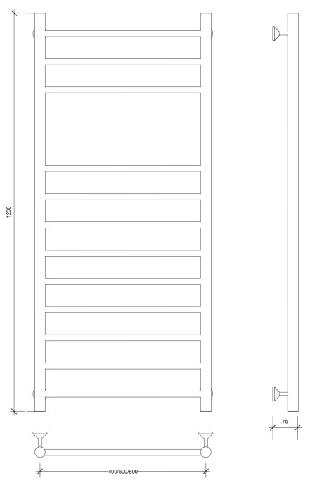 Полотенцесушитель водяной 120x40 Триада 5 (черный) Secado арт. 4673739229378