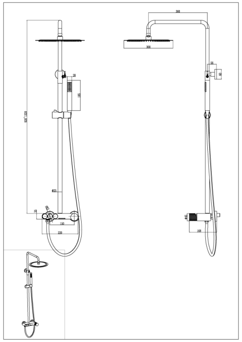 Стойка для душа со смесителем white chrome, Boheme Stick - 128-WCR