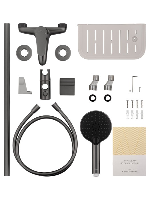 Смеситель для ванны с душевым гарнитуром, Wonzon & Woghand Alfa, WW-AE3201-BGG цвет: графит