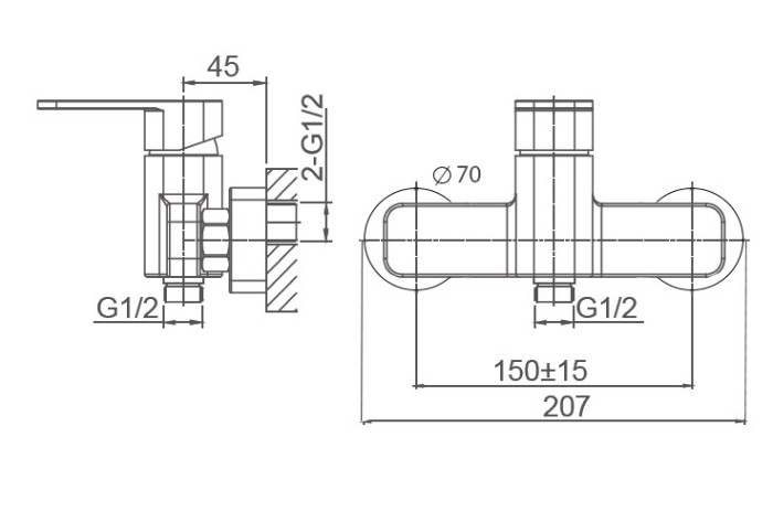 Смеситель для душа, Wonzon & Woghand Arnie, WW-694101-MB цвет: черный