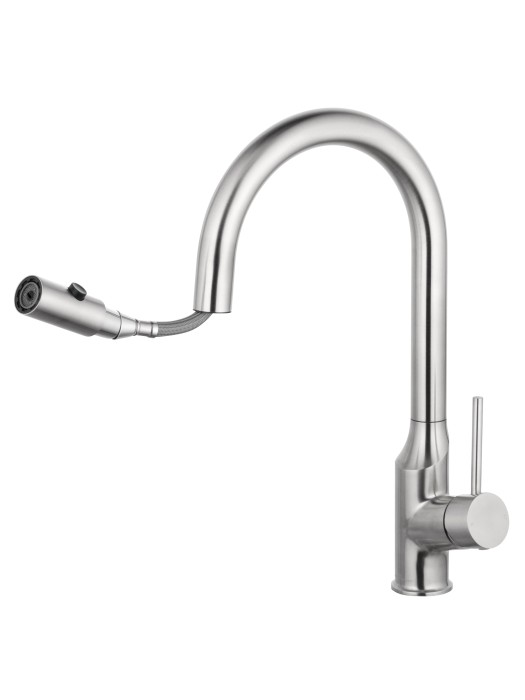 Смеситель для кухни с выдвижным изливом, Wonzon & Woghand, WW-A21252-BS цвет: никель