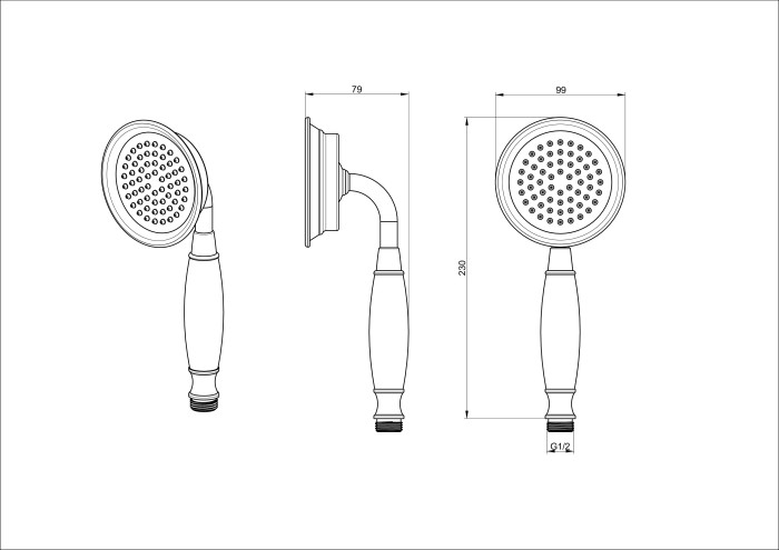 Лейка для душа, Wonzon & Woghand, WW-88SC07-BGM цвет: графит