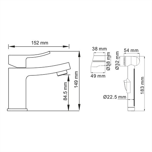 Смеситель для раковины с гигиенической лейкой Aller 1060 WasserKRAFT арт. 1068