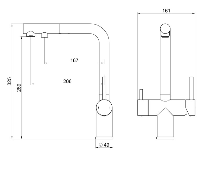 Смеситель для кухни с выдвижным изливом и подключением фильтра, Wonzon & Woghand, WW-88458018-BN цвет: никель