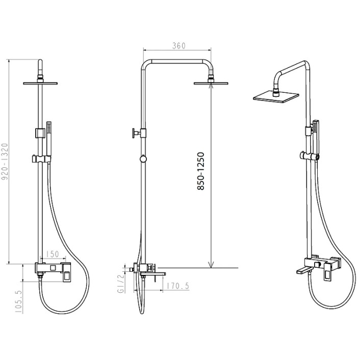 Стойка для душа GoldUW Q Boheme 148-GUW