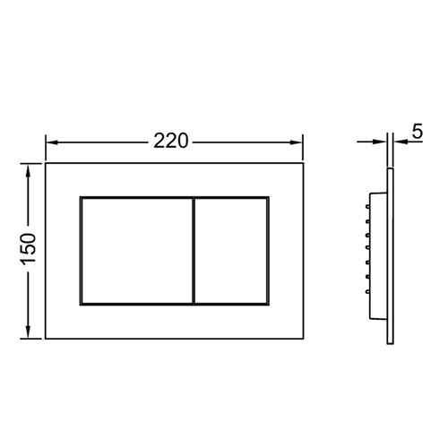Панель смыва с двумя клавишами, чёрный, now TECE арт. 9240403