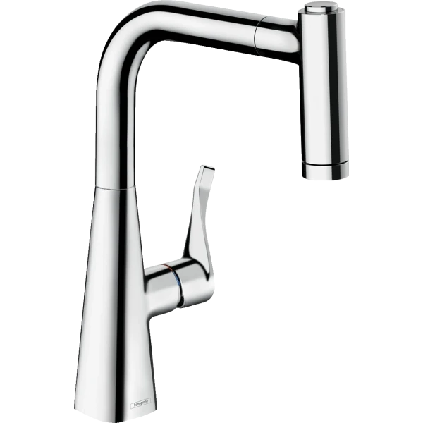 Смеситель для кухни, с вытяжным душем, Hansgrohe Metris M71, хром арт. 14834000