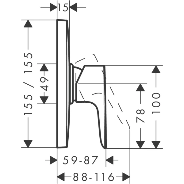 Смеситель для душа HighFlow скрытого монтажа, Hansgrohe Talis E, хром арт. 71768000