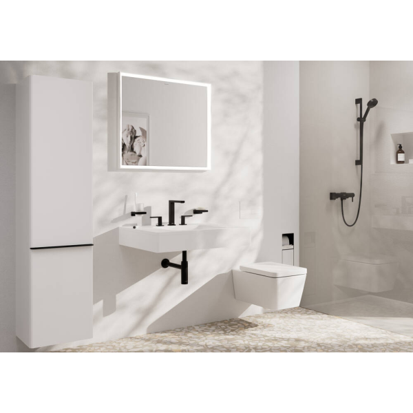 Смеситель для раковины EcoSmart+, с донным клапаном Push-Open, Hansgrohe Tecturis E, черный арт. 73030670