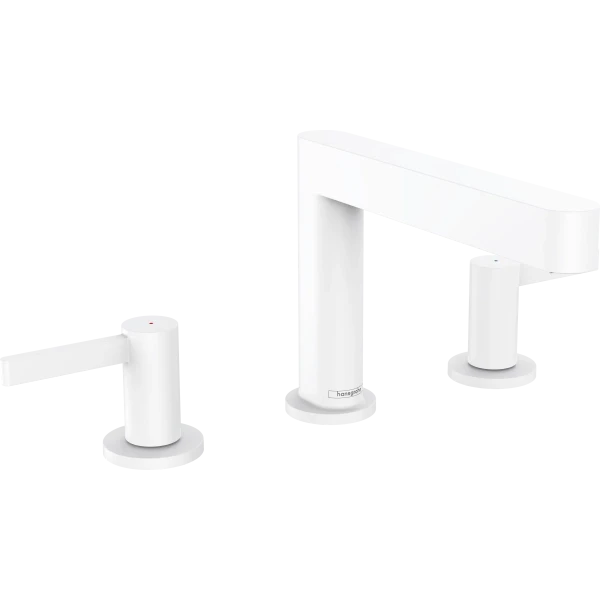 Смеситель для раковины на 3 отверстиясо сливным клапаном Push-Open, Hansgrohe Finoris, белый арт. 76033700