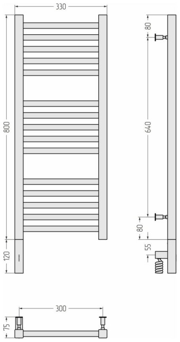 Сунержа Электрический полотенцесушитель 1000x300, Модус 3.0, 12-5700-8030 цвет: белый