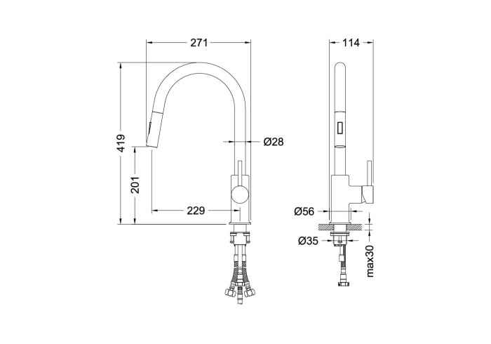Смеситель для кухни с вытяжным изливом 2 jet, Aquatek Европа, хром арт. AQ1384CR