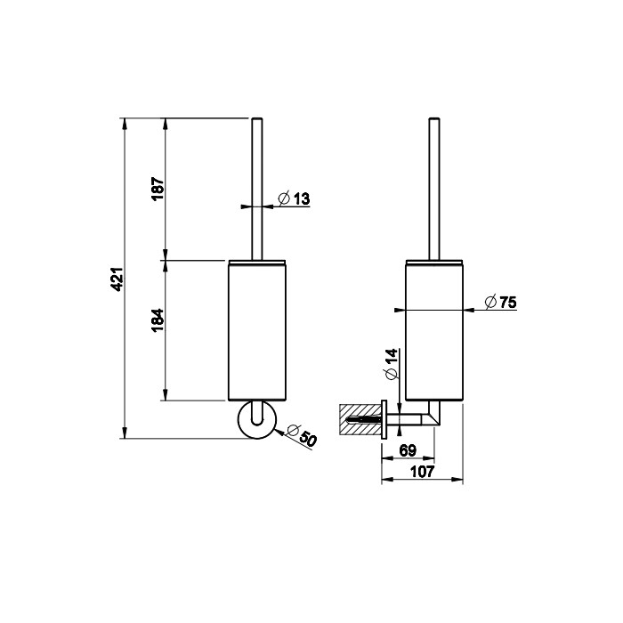 Ершик настенный черный, Gessi Anello, хром арт. 63720#031