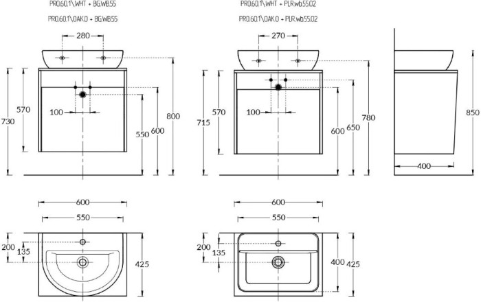 Тумба подвесная 1 ящик 60см, Pro Kerama Marazzi, белый - PRO.60.1\OAK.O