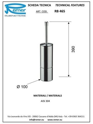 Ершик настенный/напольный золото матовый, Remer, RB465BG