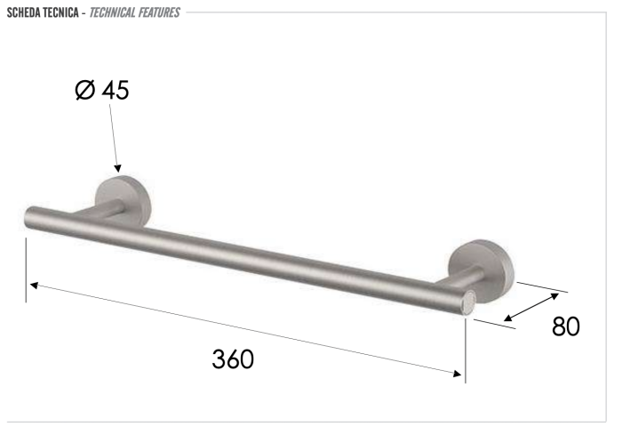 Полотенцедержатель 30см матовый, Remer INOX Accessories, SSXI40L30