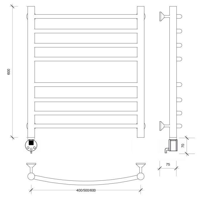 Полотенцесушитель электрический 60x50 Милан 4 Secado арт. 4673739238646