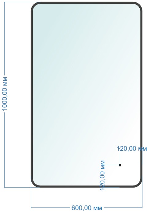 Зеркало 600х1000 сенсорный выключатель, подсветка с диммером, цвет черный, Azario Incanto - LED-00002538