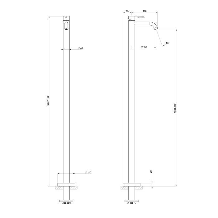 Смеситель для раковины, напольный, внешняя часть, Gessi 316, black xl арт. 54097#299