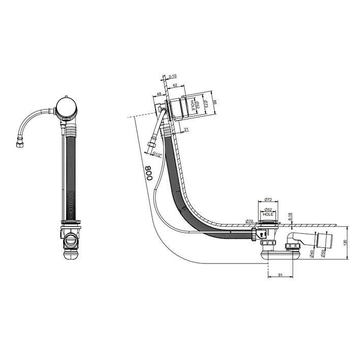 Слив-перелив для ванны, с наполнением через перелив, пластиковый, Gessi, 01080#149 цвет: никель