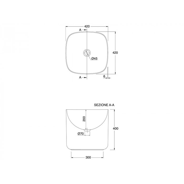 Раковина накладная, без перелива, без отверстий, цвет белый, Scarabeo Moon - 5503