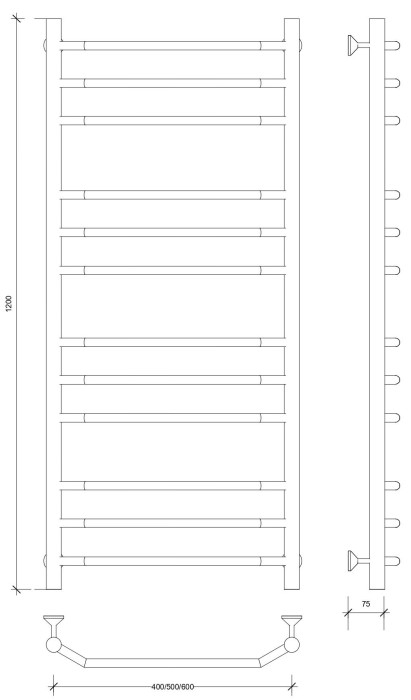 Полотенцесушитель водяной 120x40 Агата 3 (хром) Secado арт. 4603777444365